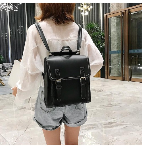 Leather buckle backpack